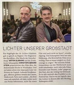 Read more about the article Lichter der Großstadt- Christoph zusammen mit Anton Algrang auf dem Lichter Filmfest – Journal Frankfurt 05/23