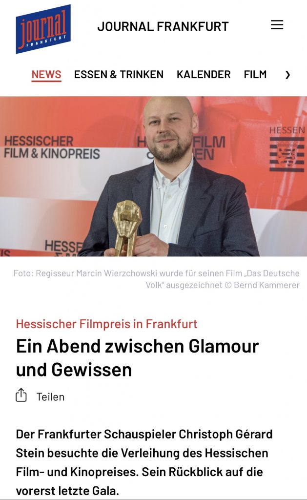 Mein Beitrag im Journal Frankfurt zum Hessischen Film- und Kinopreis